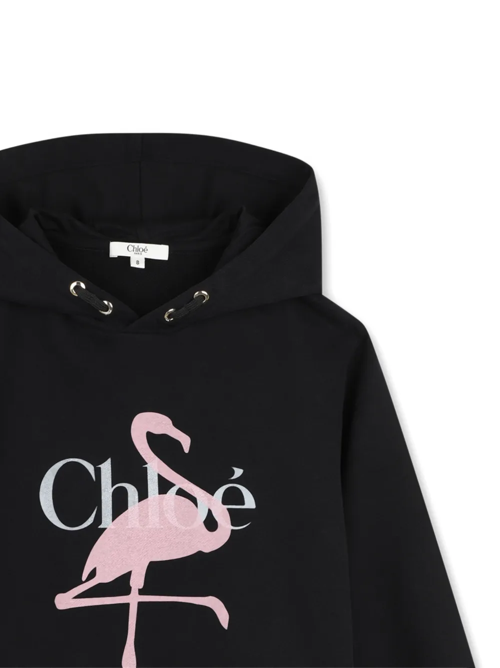 Chloé Kids Jurk met flamingo-patroon en logo-print Zwart