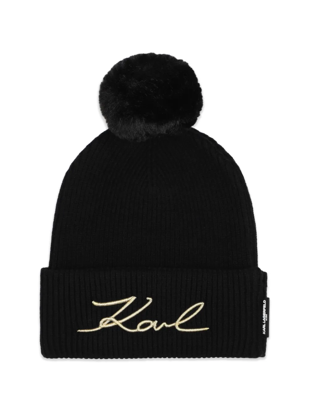 Karl Lagerfeld Kids Twee mutssen met geborduurd logo Zwart