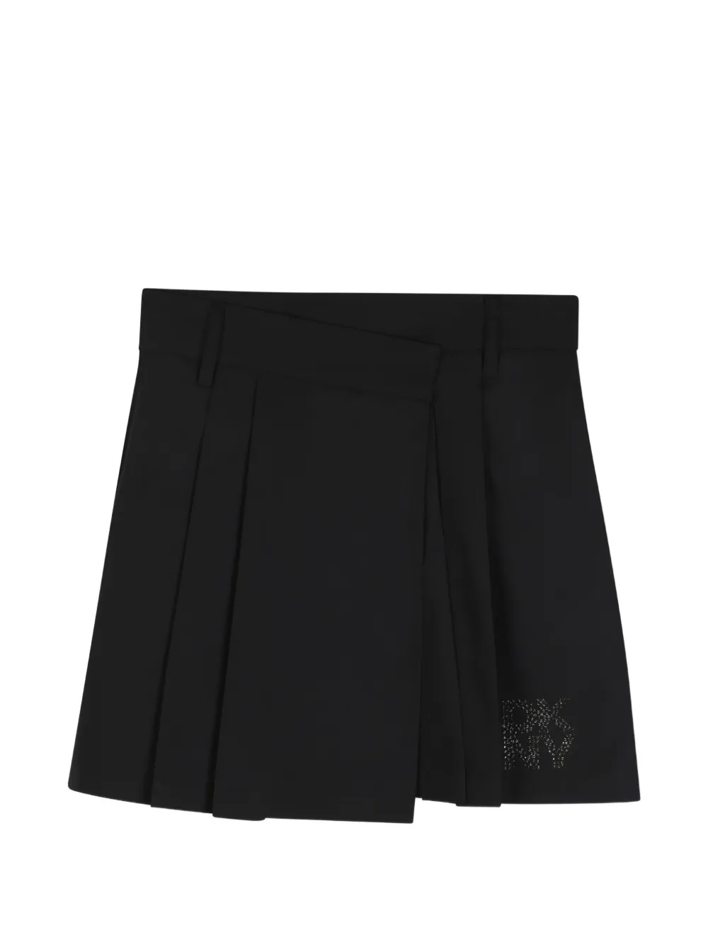 Dkny Kids pleated rhinestone-logo skirt - Black