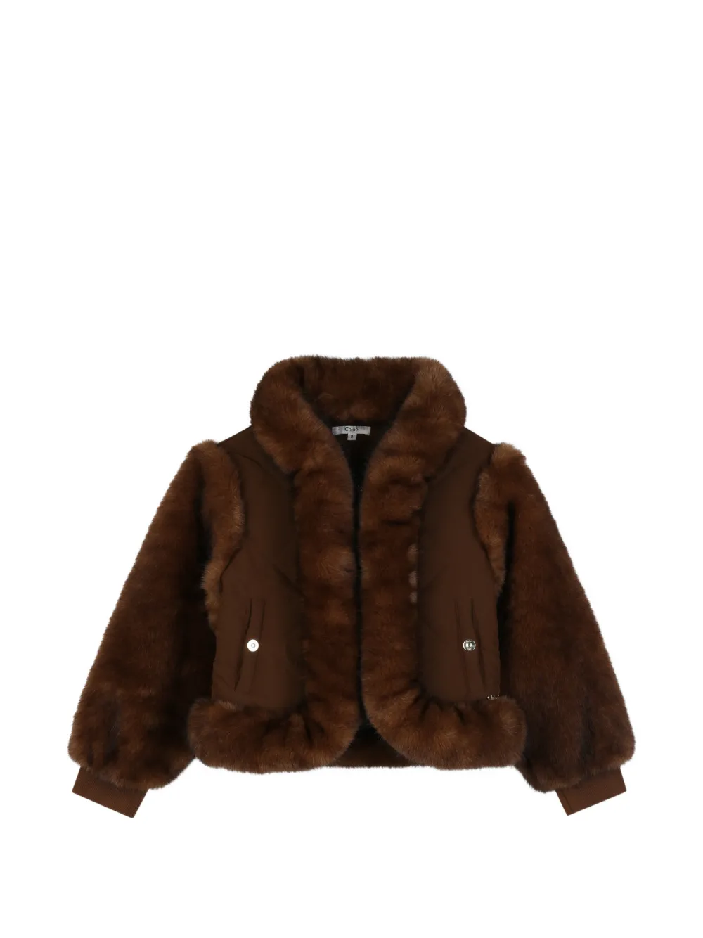 Chloé Kids Giacca trapuntata con dettagli in pelliccia sintetica - Marrone