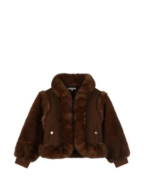 Chloé Kids faux-fur trim quilted jacket