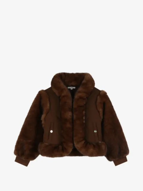 Chloé Kids chamarra capitonada con ribete de pelo artificial 