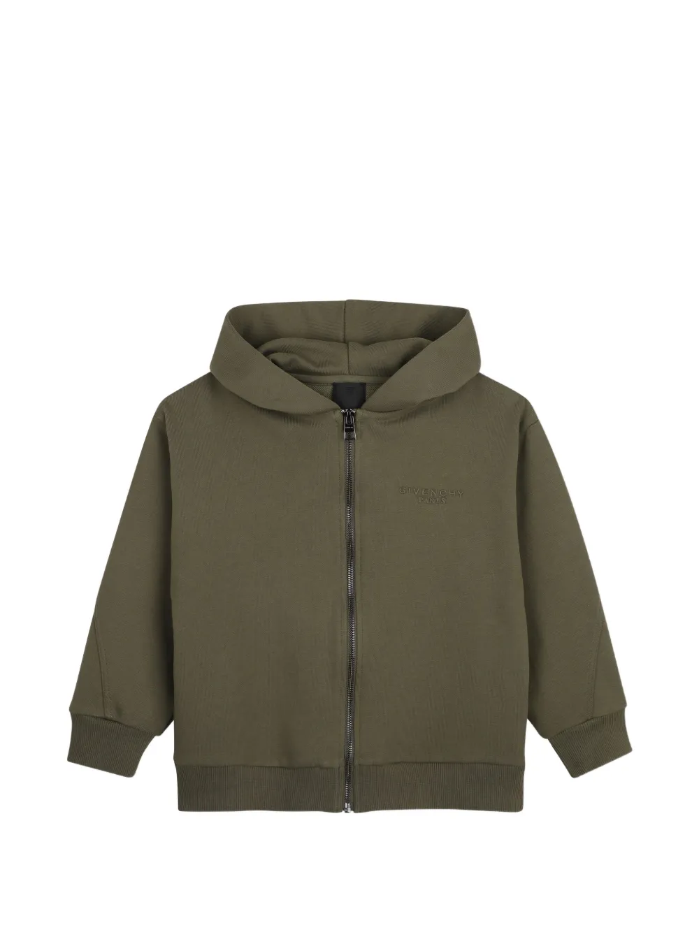 Givenchy Kids Felpa con logo ricamato e zip - Verde