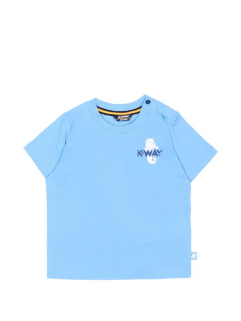 K Way Kids Pete seahorse-print shoulder-button T-shirt