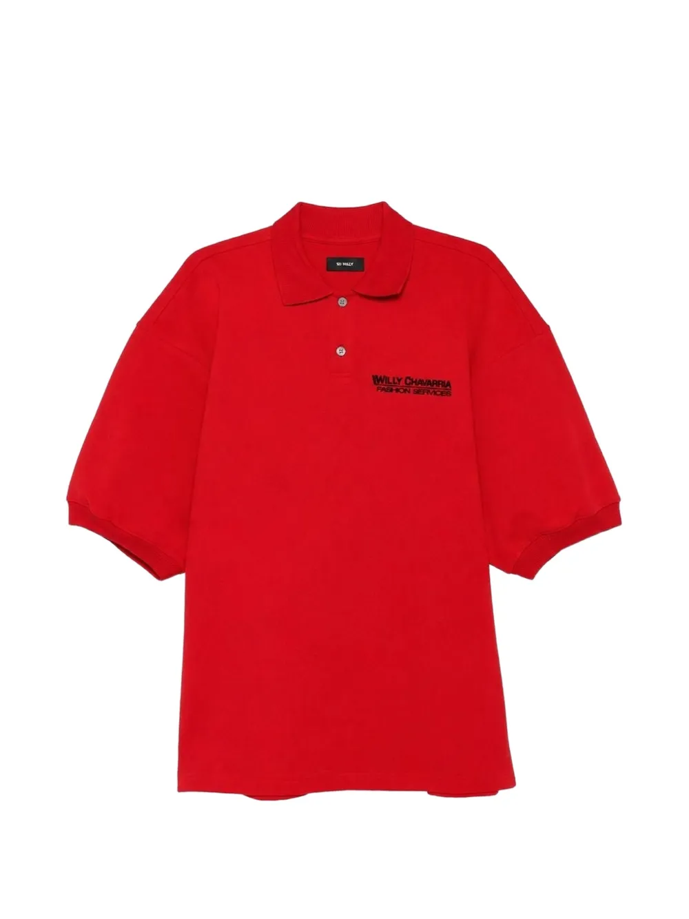 Willy Chavarria Football oversized logo-print polo shirt - Rosso