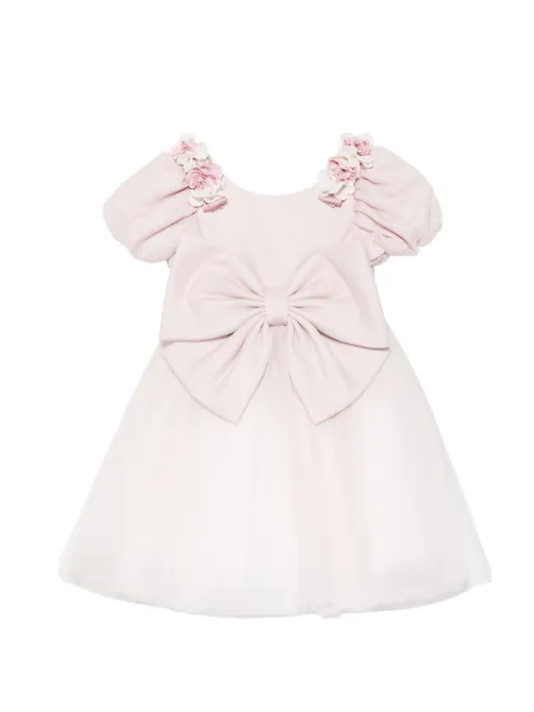 Colorichiari bow-detail floral-appliqué dress