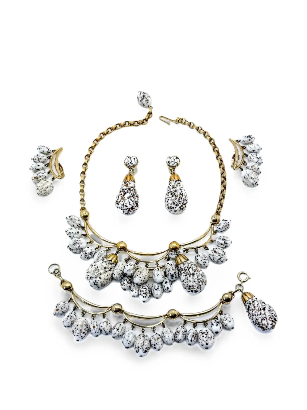 Jennifer Gibson Jewellery Parure Speckled Egg anni '50 - Oro