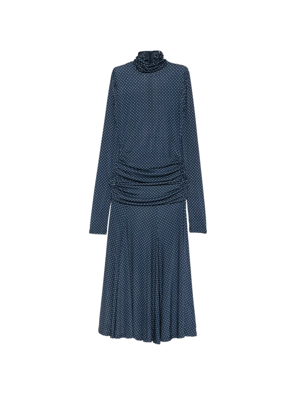 Françoise robe mi-longue Ava froncée à pois - Bleu Françoise robe mi-longue Ava froncée à pois - Bleu