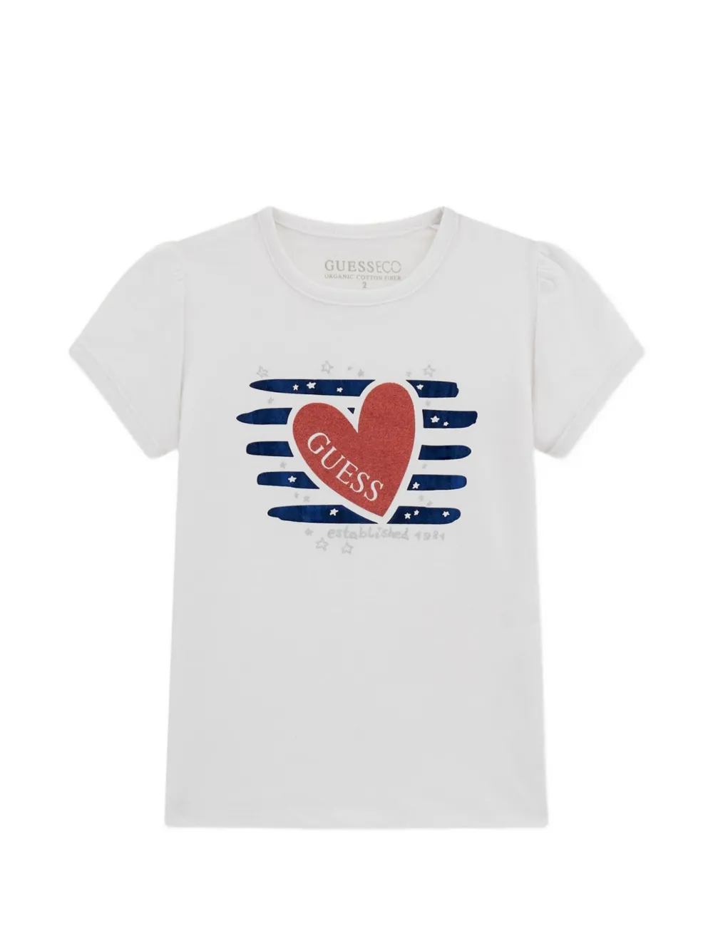guess kids heart-print T-shirt - Bianco