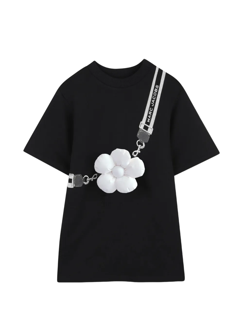 Marc Jacobs Kids Jurk met korte mouwen en bloe -patch Zwart