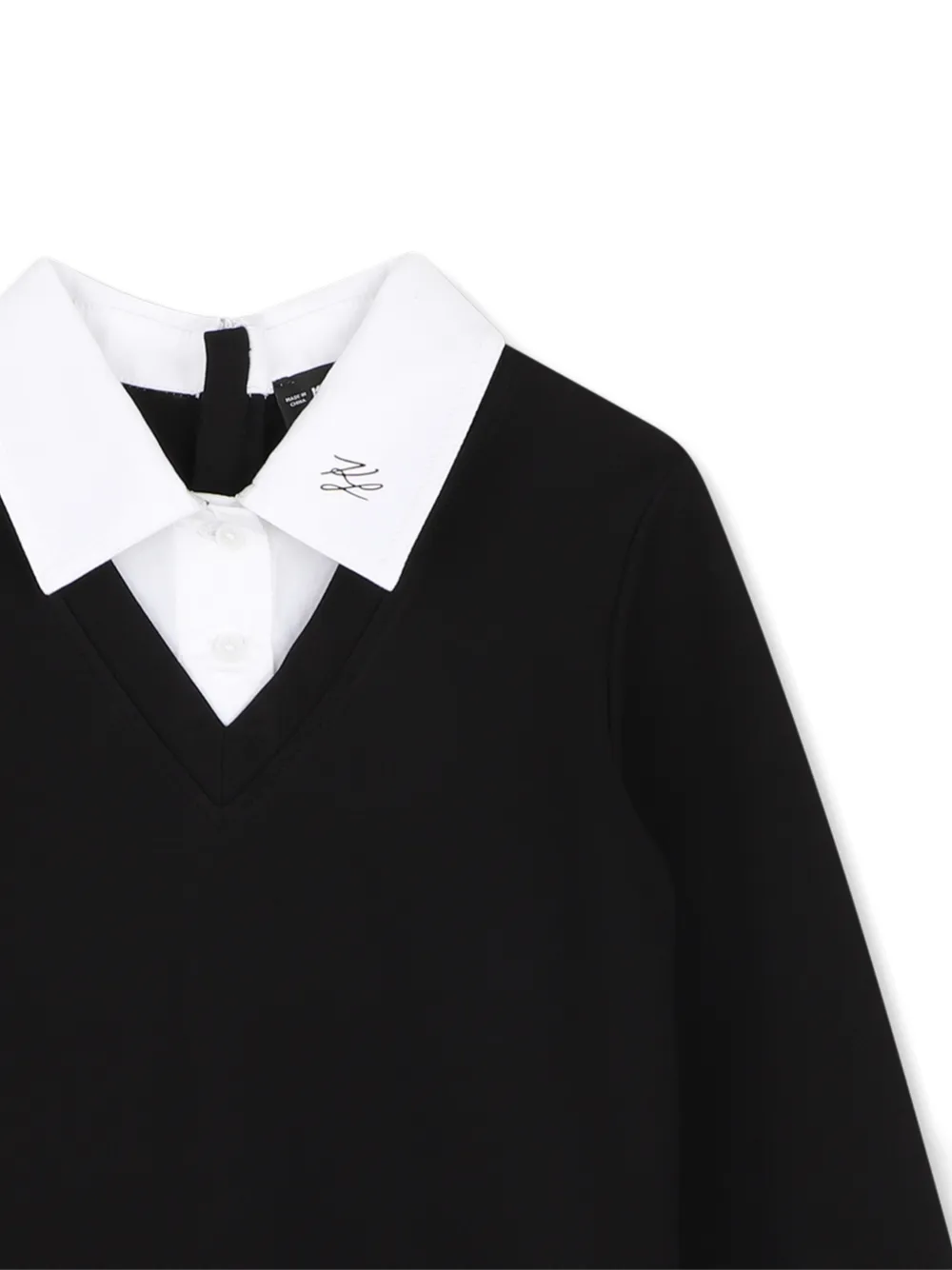 Karl Lagerfeld Kids Jurk met contrasterende kraag en lange mouwen Zwart
