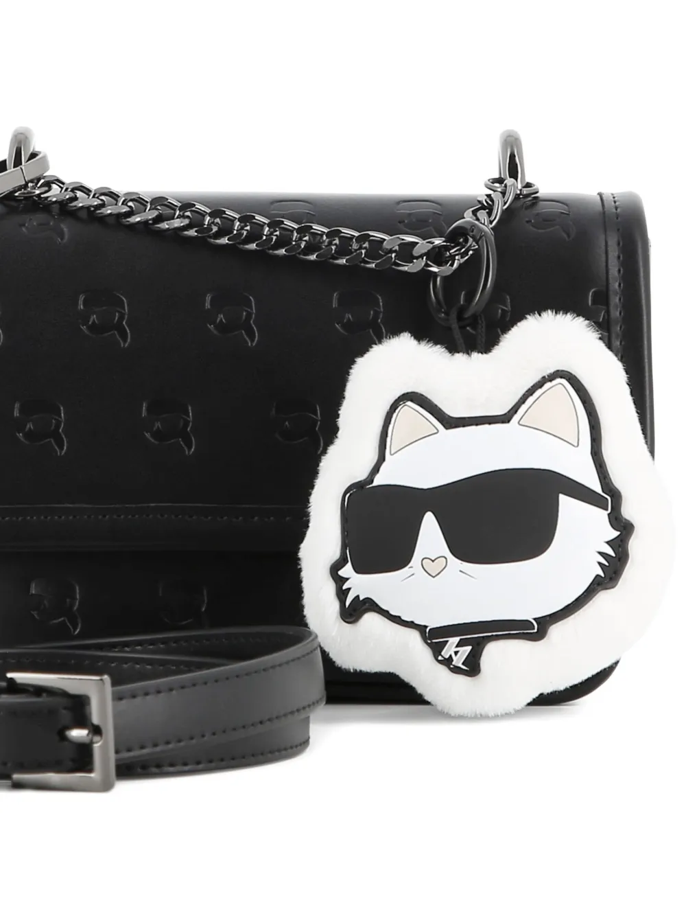 Karl Lagerfeld Kids Schoudertas met logo-reliëf en kat-bedel Zwart