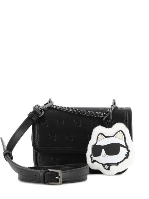 Karl Lagerfeld Kids bolsa de hombro con dije de gato y logo en relieve