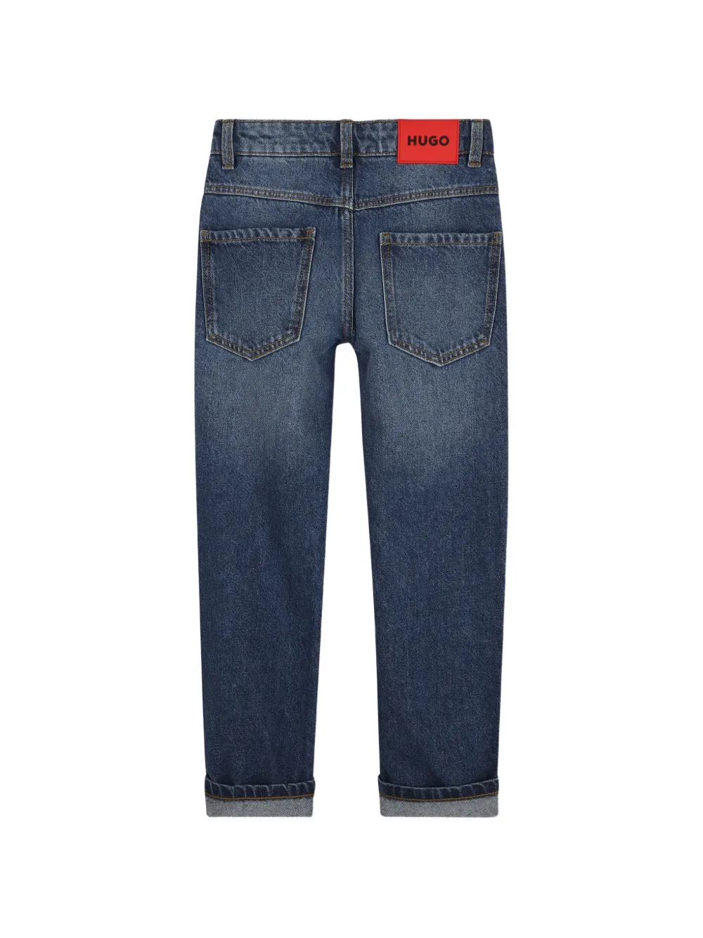 HUGO KIDS Jeans met vervaagd effect en logopatch Blauw