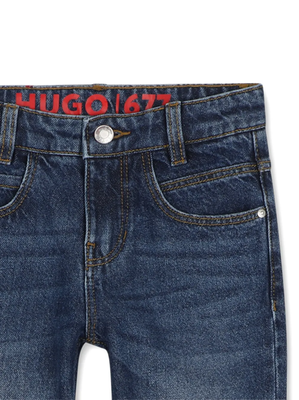 HUGO KIDS Jeans met vervaagd effect en logopatch Blauw