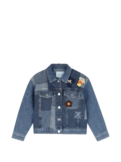 Marc Jacobs Kids patchwork faux-pearl-embellished denim jacket