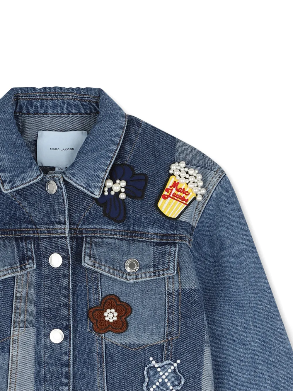 Marc Jacobs Kids Denim jack verfraaid met imitatieparels en patchwork Blauw