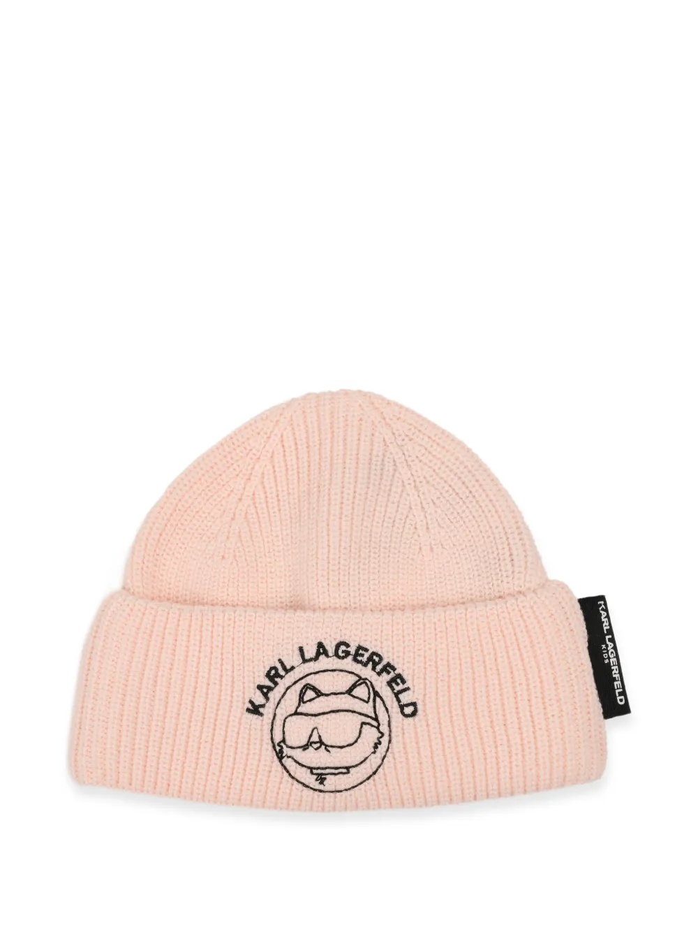 Karl Lagerfeld Kids Geribbelde muts met geborduurd logo (set van twee) Roze