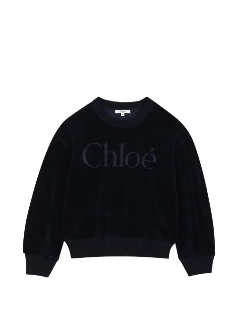 Chloé Kids pull en velours à logo brodé