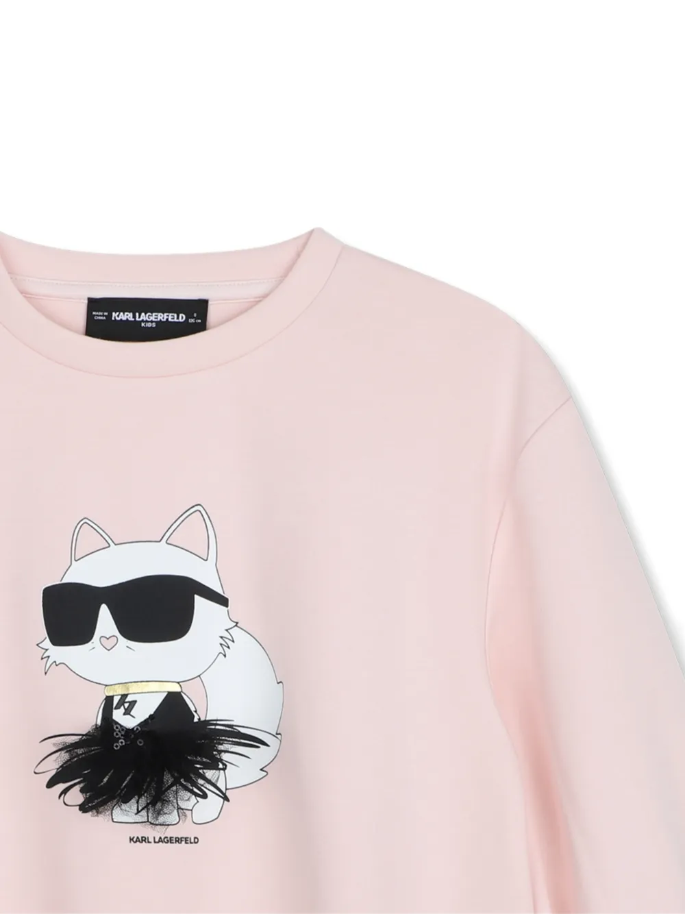 Karl Lagerfeld Kids Trui met pofmouwen en print Roze