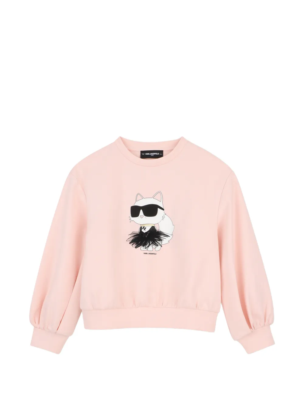 Karl Lagerfeld Kids Choupette-print puffed-sleeve sweater - Pink