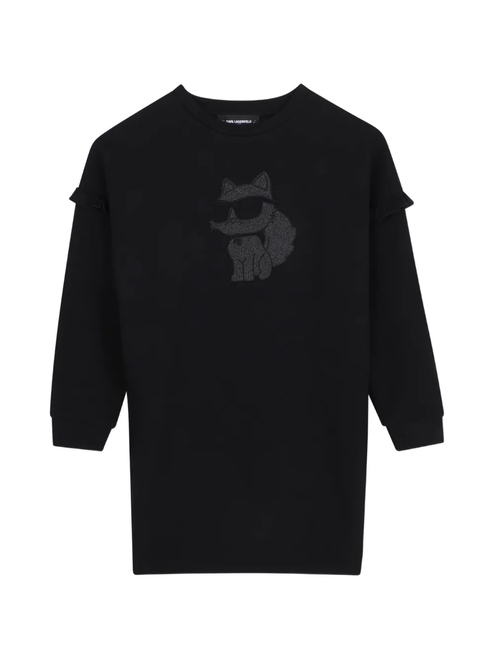 Karl Lagerfeld Kids Langärmeliges Kleid mit Rüschen - Schwarz