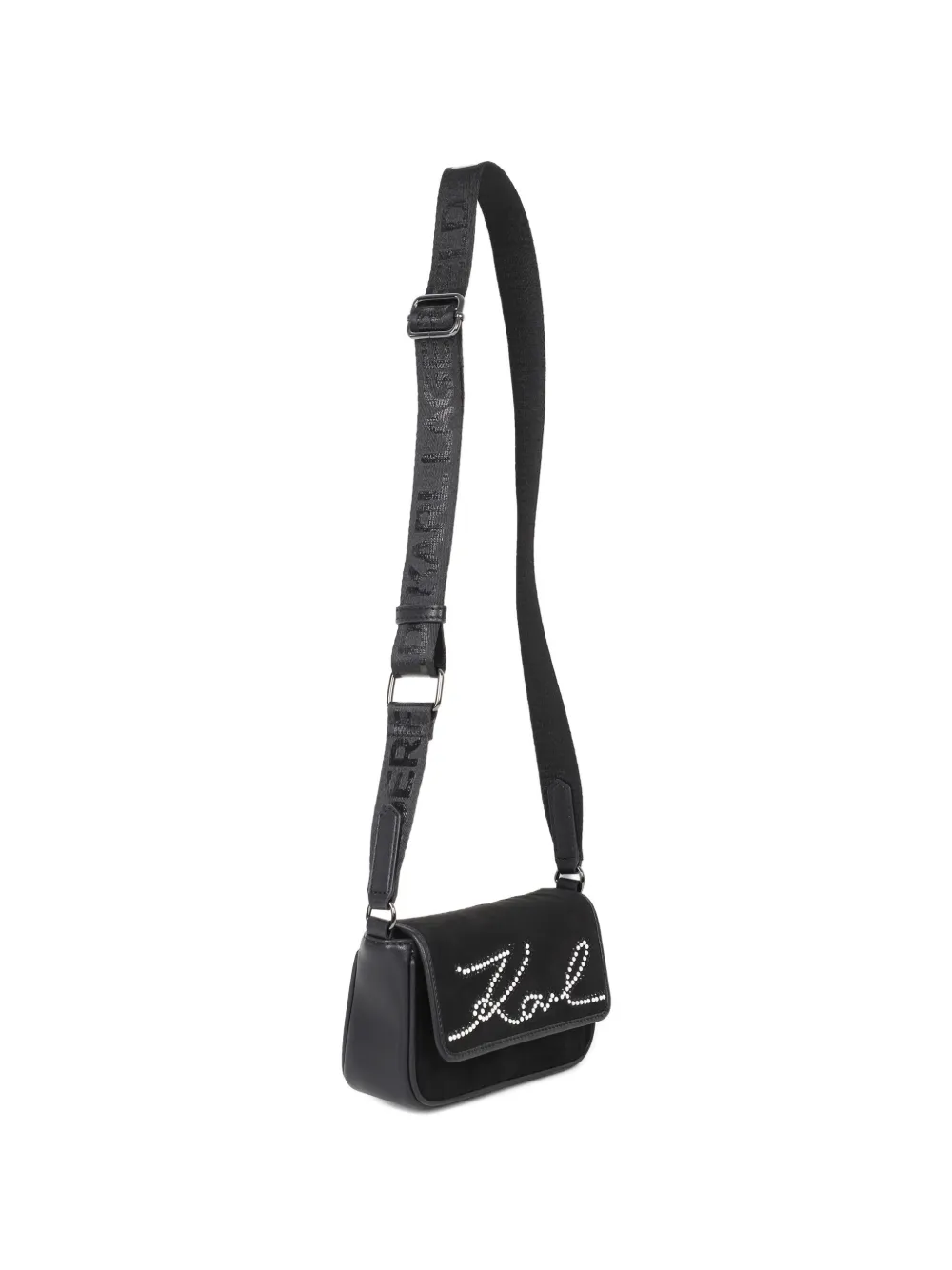 Karl Lagerfeld Kids Schoudertas met stras en logo-print Zwart
