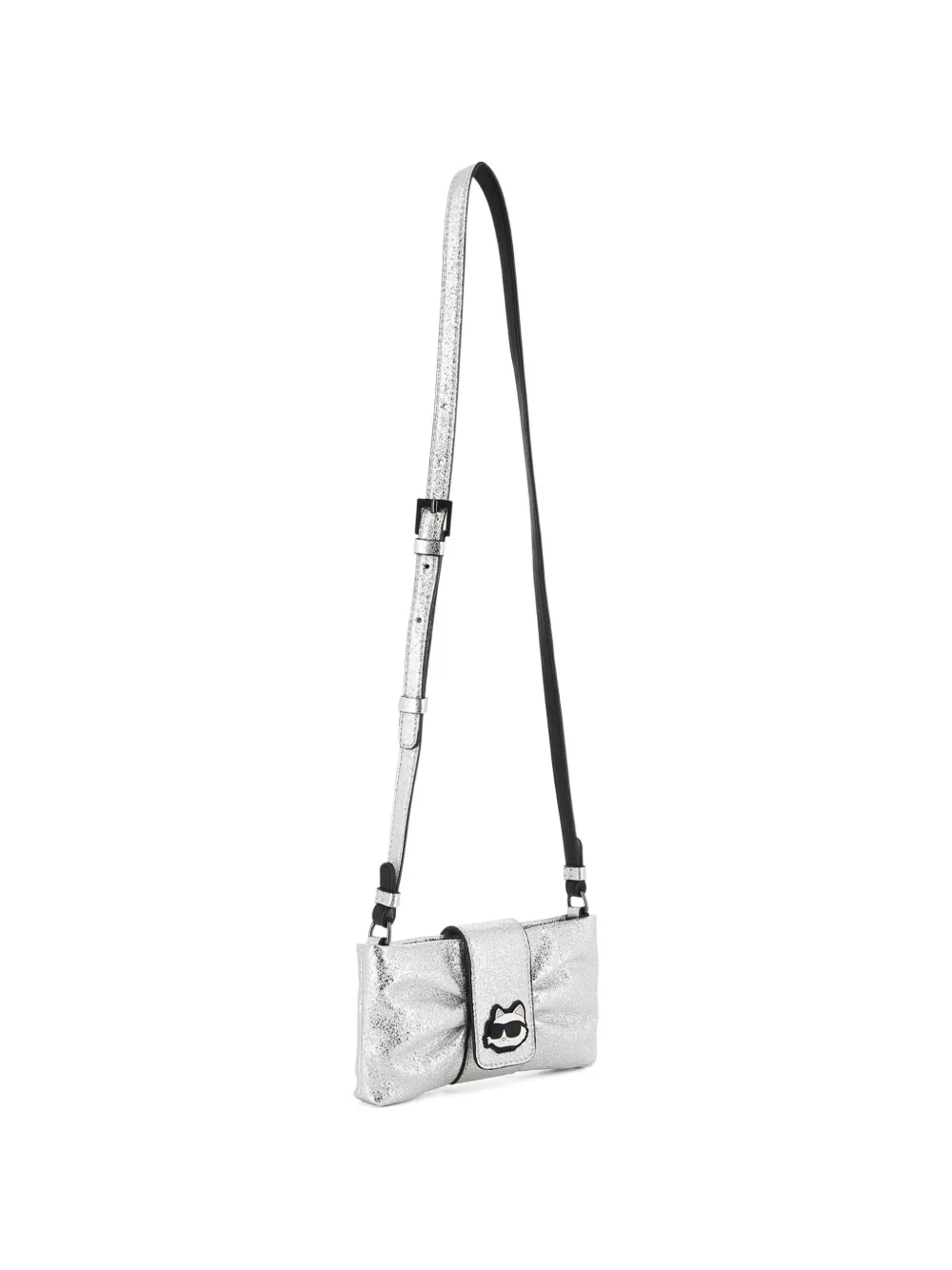 Karl Lagerfeld Kids Ikon Choupette metallic schoudertas met strikdetail Zilver