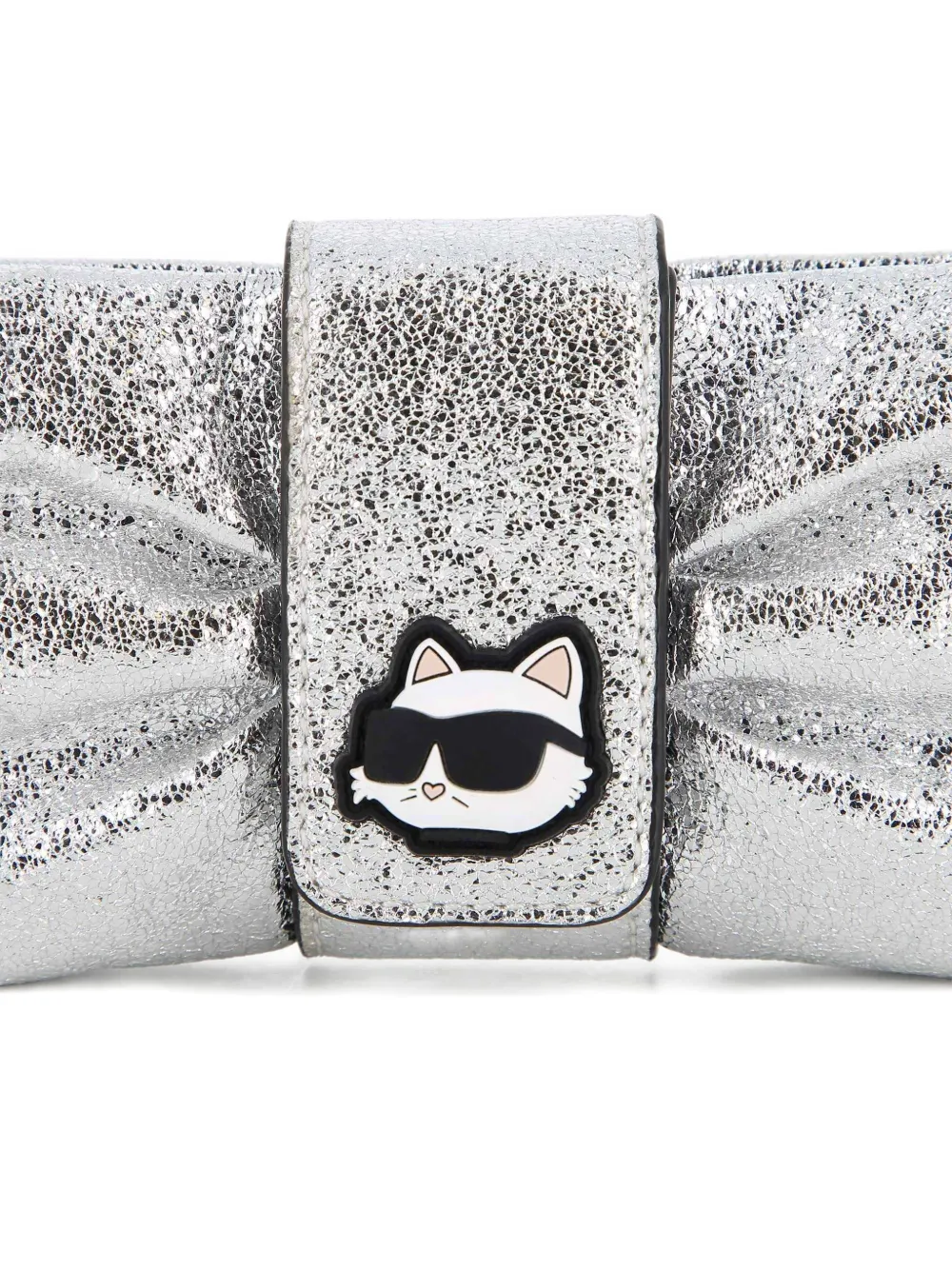 Karl Lagerfeld Kids Ikon Choupette metallic schoudertas met strikdetail Zilver