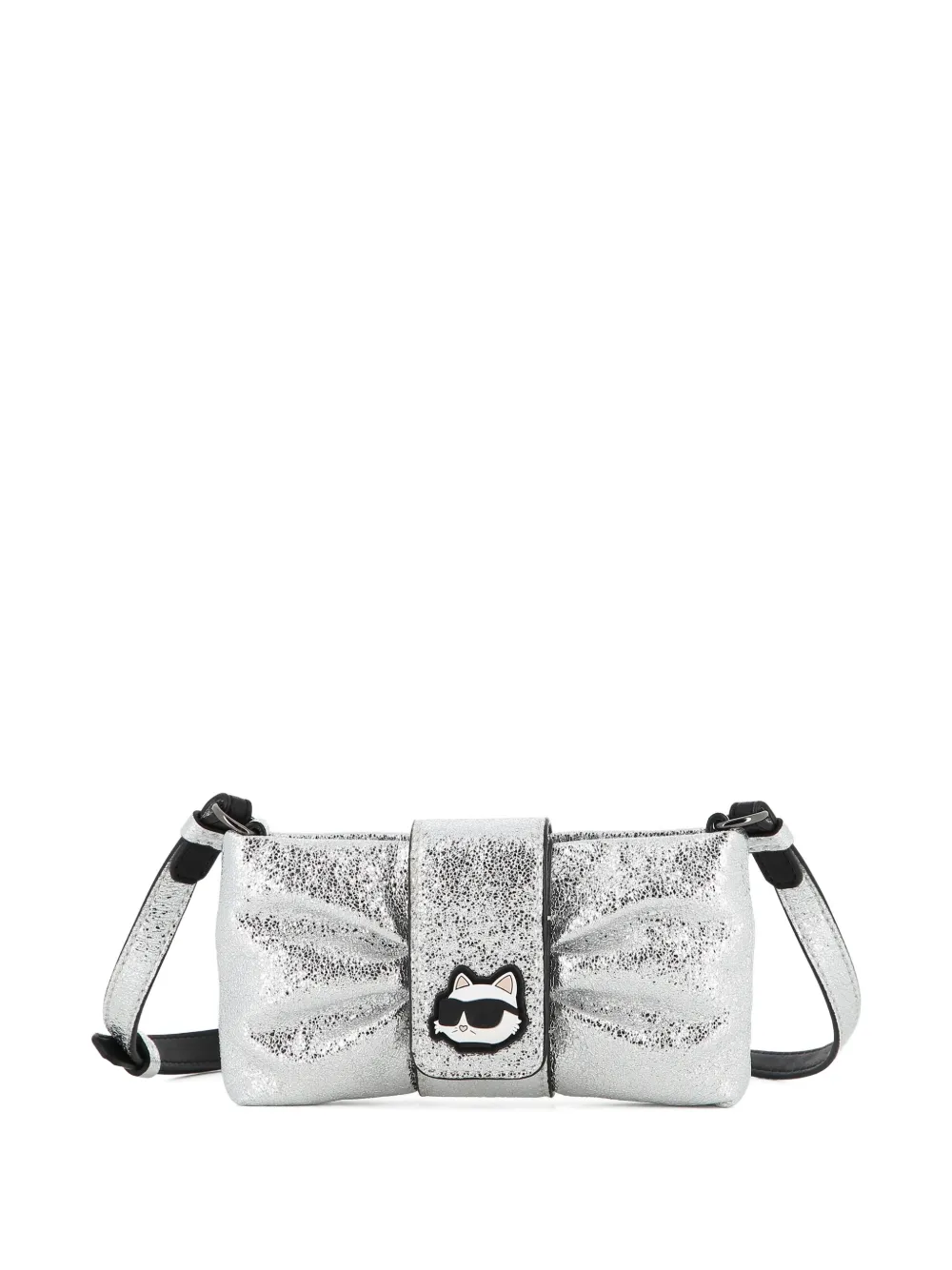 Karl Lagerfeld Kids Borsa a spalla Ikon Choupette con fiocco - Argento