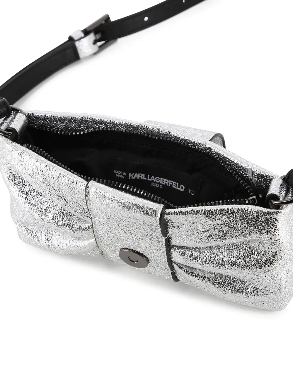 Karl Lagerfeld Kids Ikon Choupette metallic schoudertas met strikdetail Zilver
