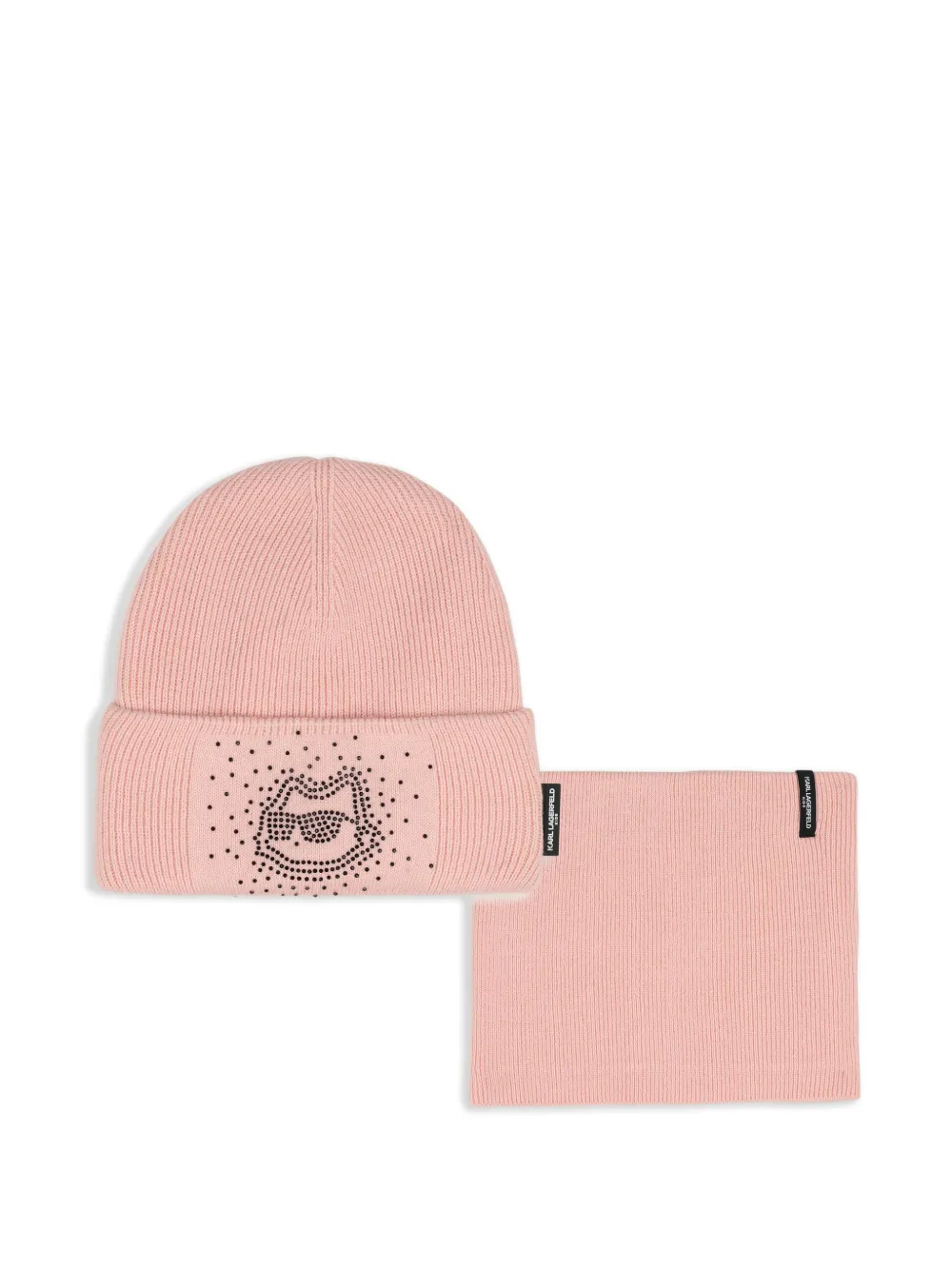 Karl Lagerfeld Kids Berretto con strass (2 pezzi) - Rosa