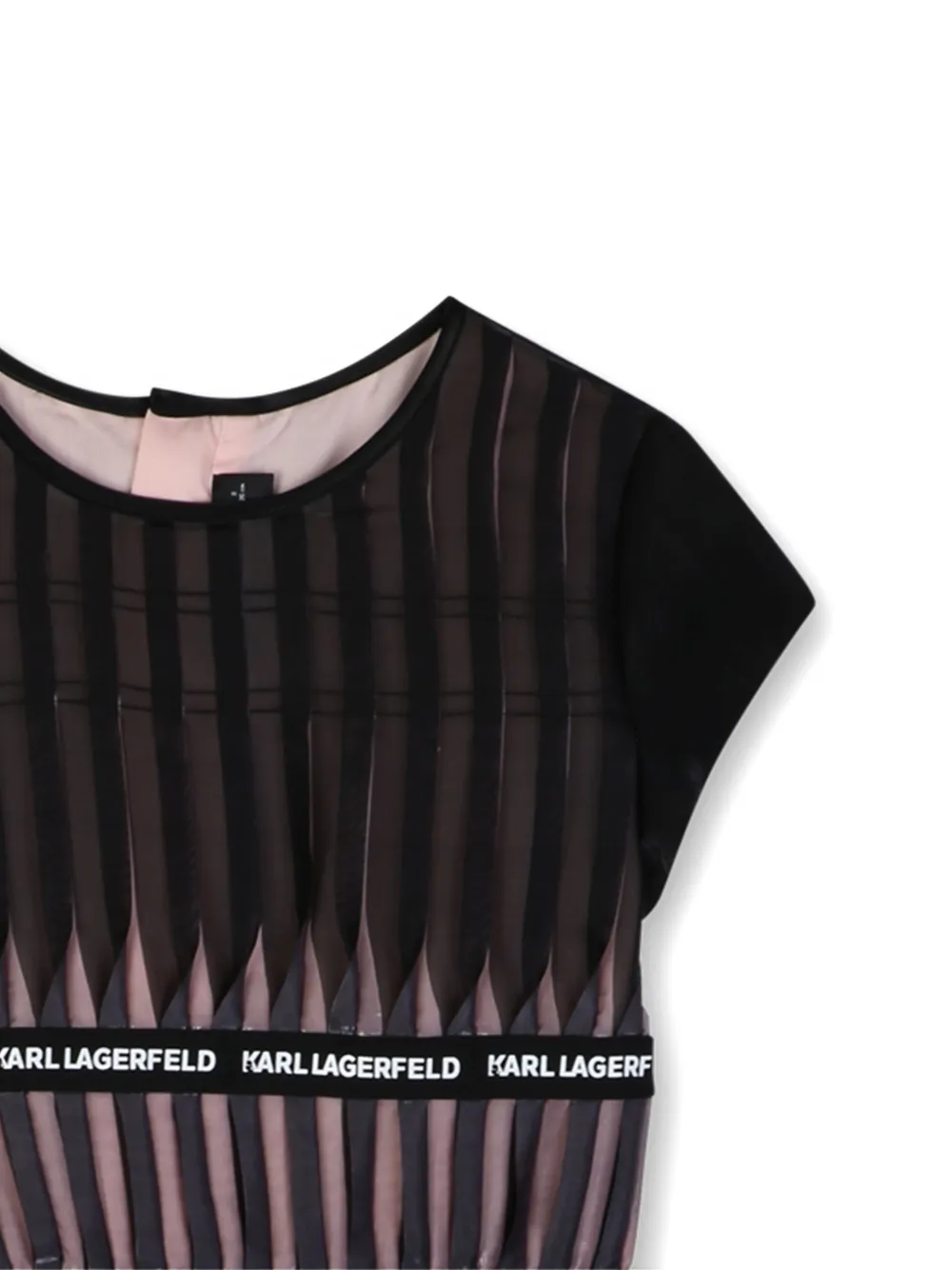 Karl Lagerfeld Kids Geplooide jurk met logoband Zwart