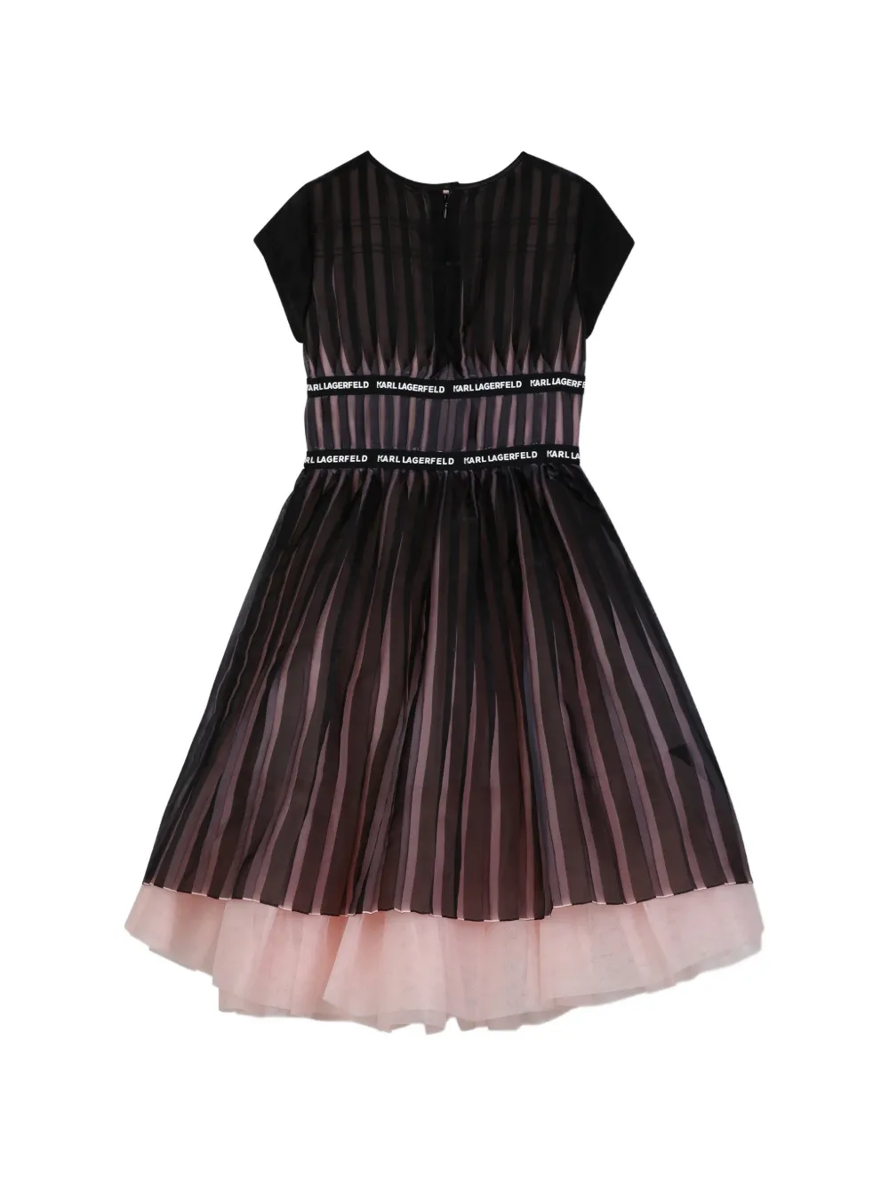 Karl Lagerfeld Kids Geplooide jurk met logoband Zwart