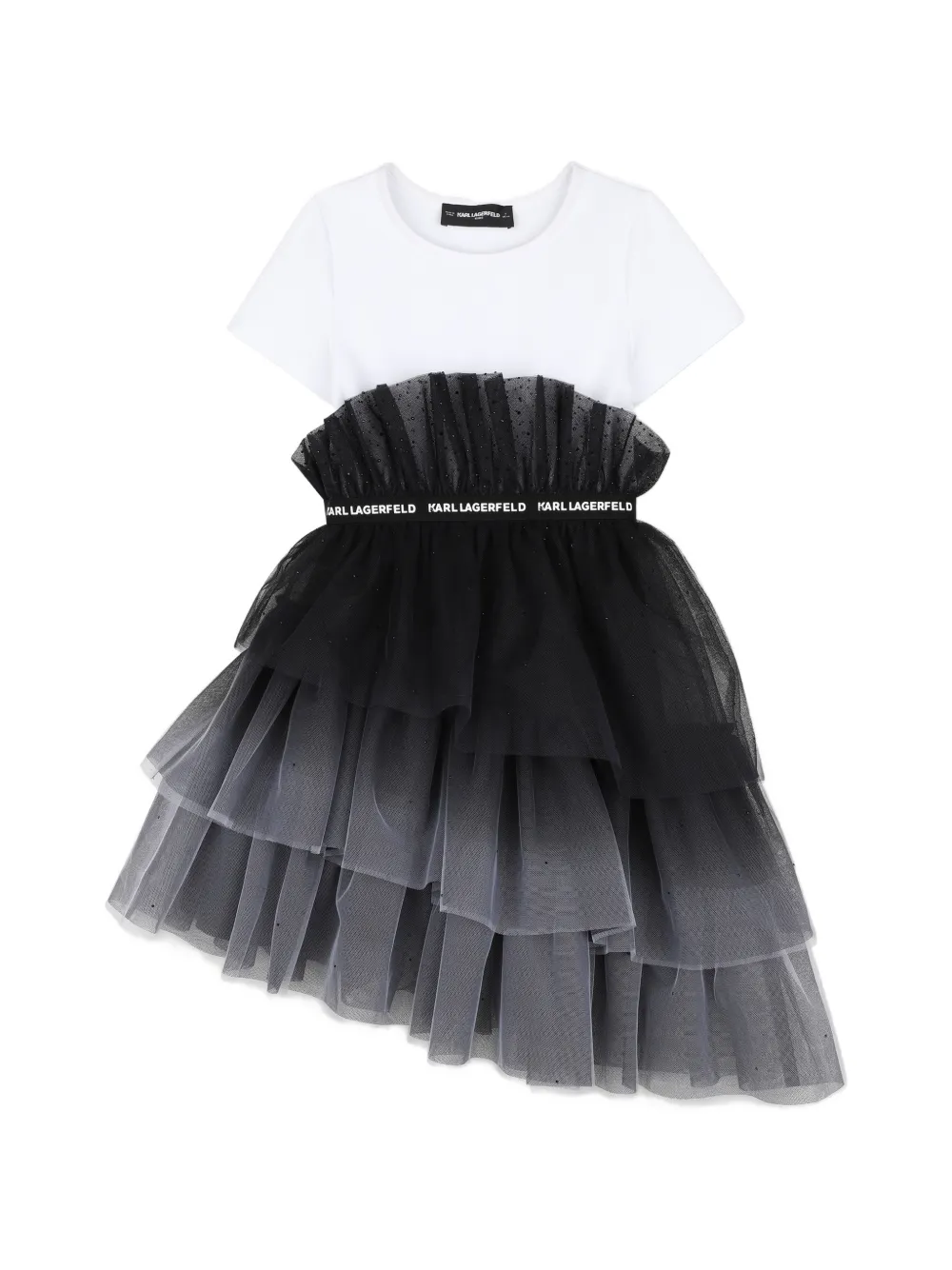 Karl Lagerfeld Kids Gestuftes Kleid mit Rüschen - Weiß