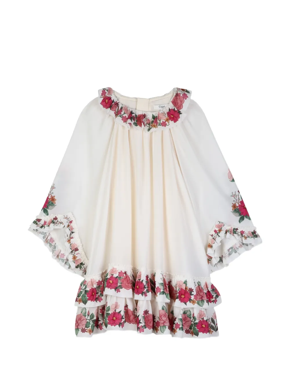 Chloé Kids Abito a fiori con ruches - Toni neutri