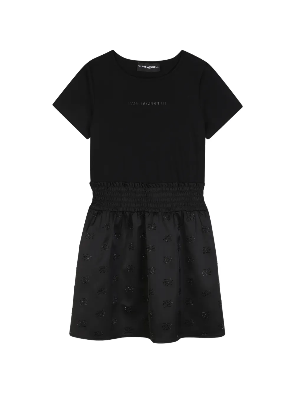 Karl Lagerfeld Kids Abito con punto smock - Nero