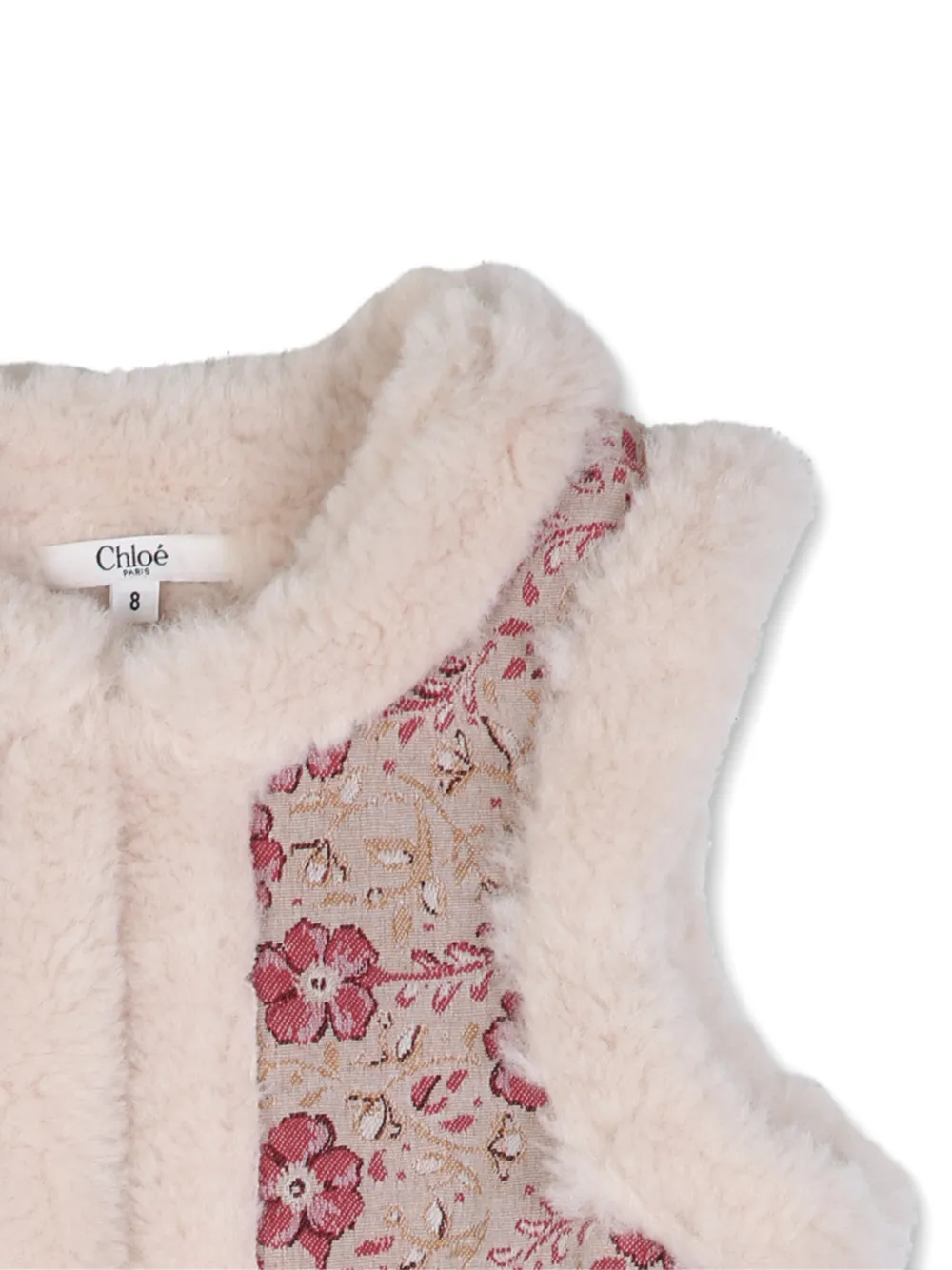 Chloé Kids Jack met bloemen-jacquard en afwerking van imitatiebont Beige