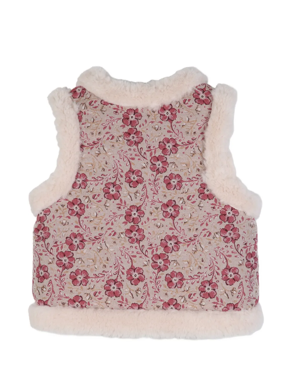 Chloé Kids Jack met bloemen-jacquard en afwerking van imitatiebont Beige