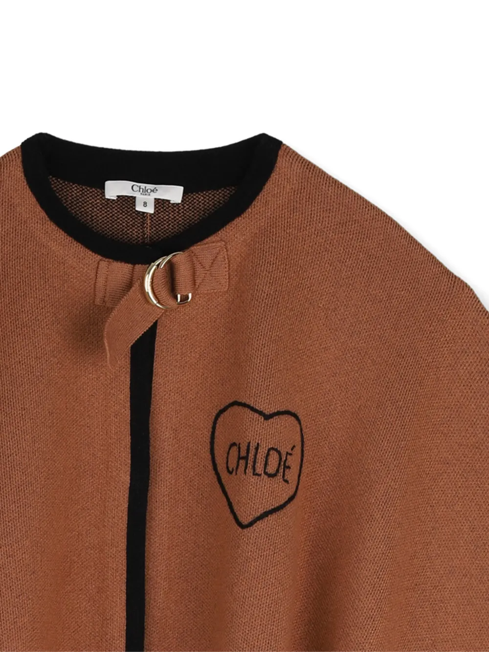 Chloé Kids Cape met geborduurd logo en hart-patroon Bruin