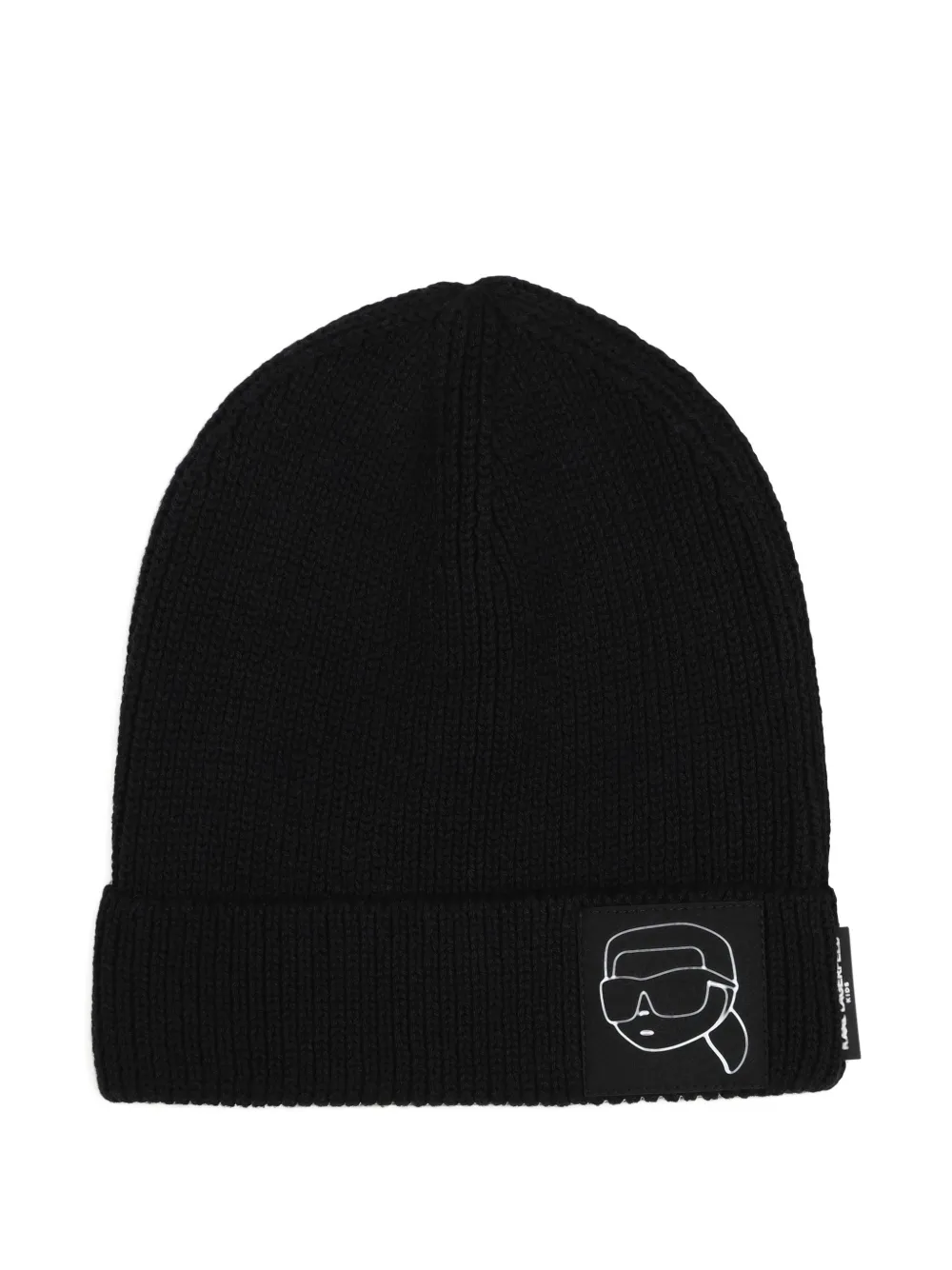Karl Lagerfeld Kids ribbed-knit logo-patch beanie hat - Schwarz