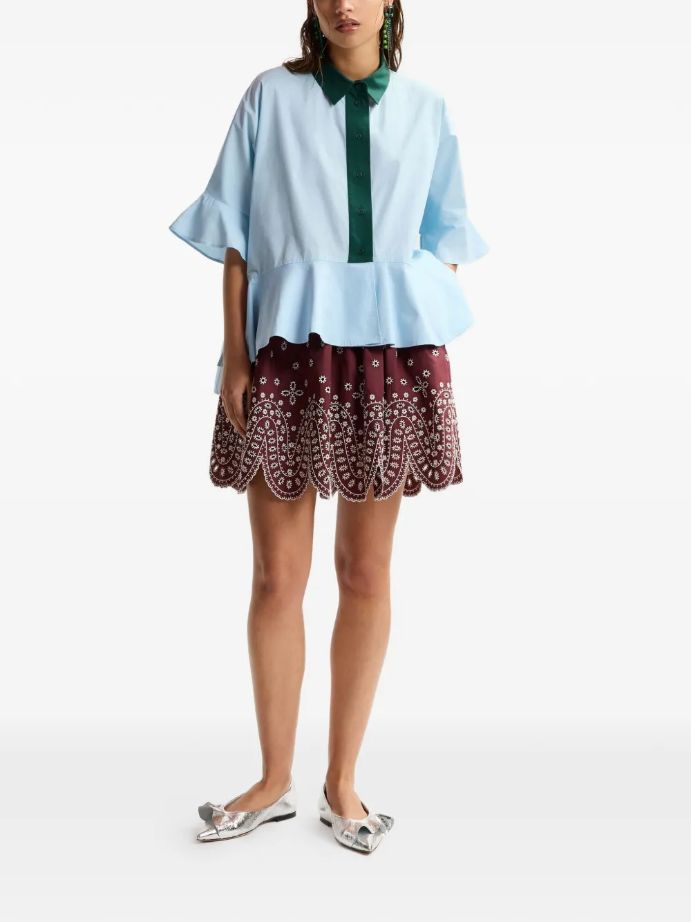 Essentiel Antwerp Peplum blouse met ruches Blauw