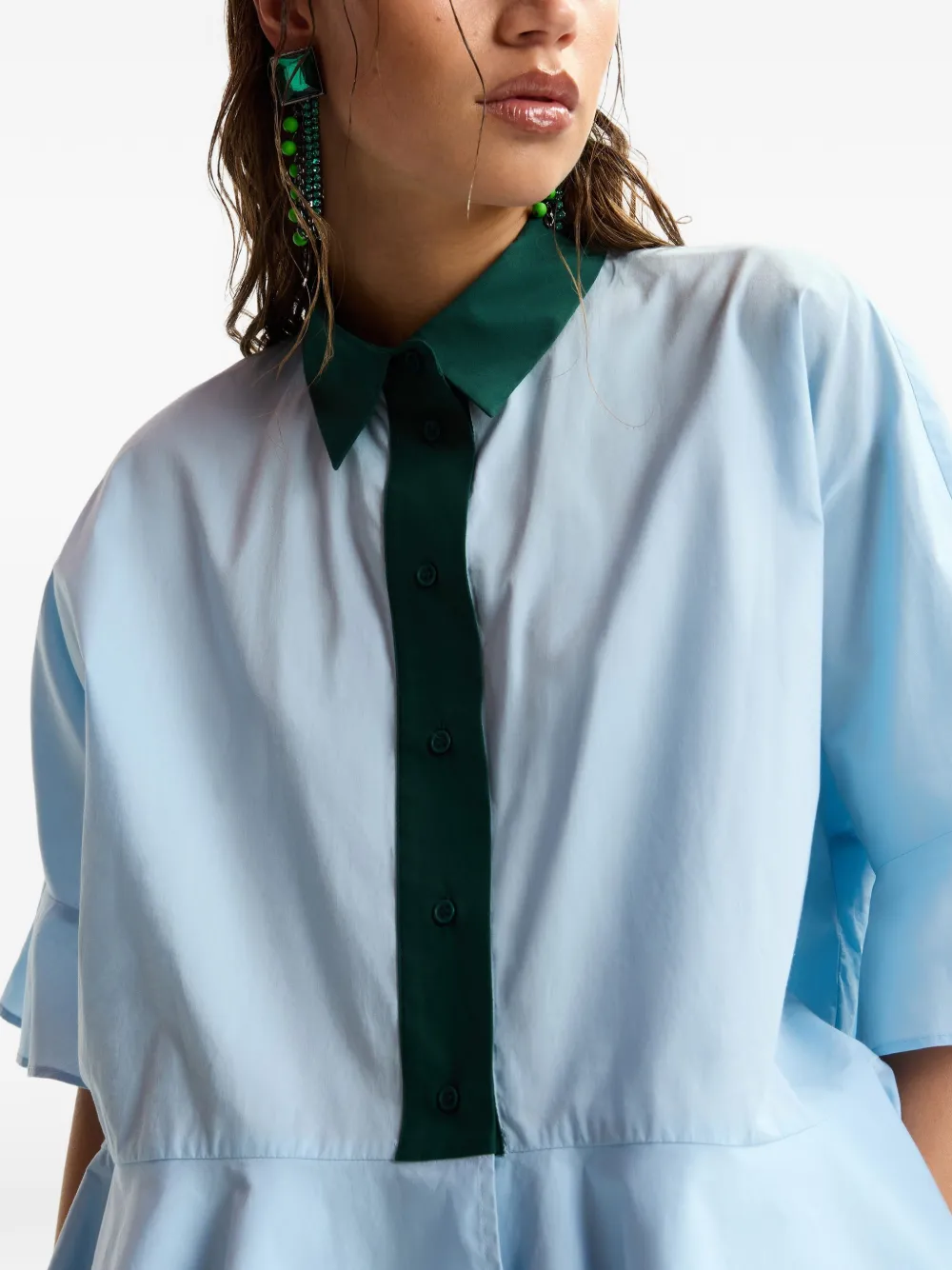 Essentiel Antwerp Peplum blouse met ruches Blauw