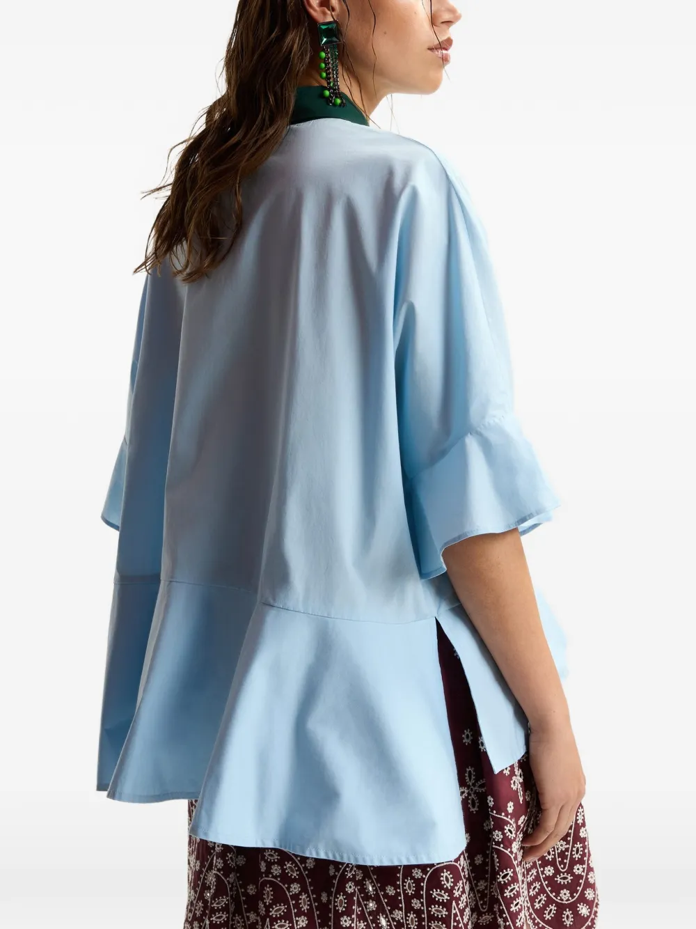 Essentiel Antwerp Peplum blouse met ruches Blauw