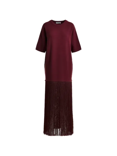 Essentiel Antwerp Maxi-jurk met korte mouwen en franje afwerking