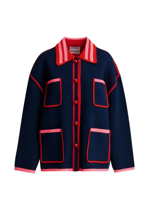 Essentiel Antwerp strawberry-button lace-trimmed cardigan