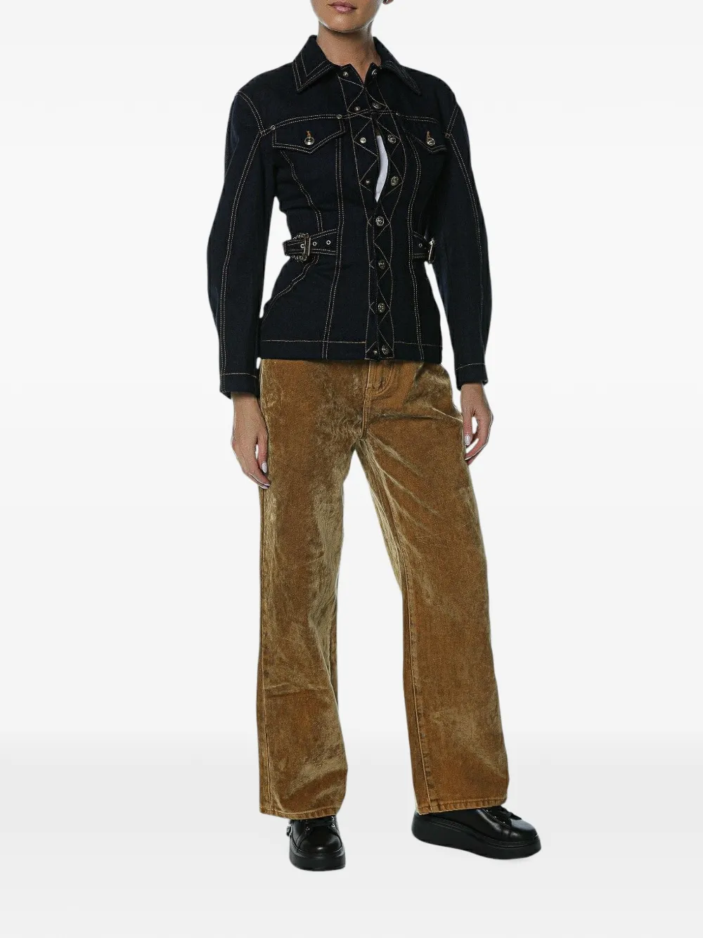 Versace Jeans Couture buckled denim jacket Blauw