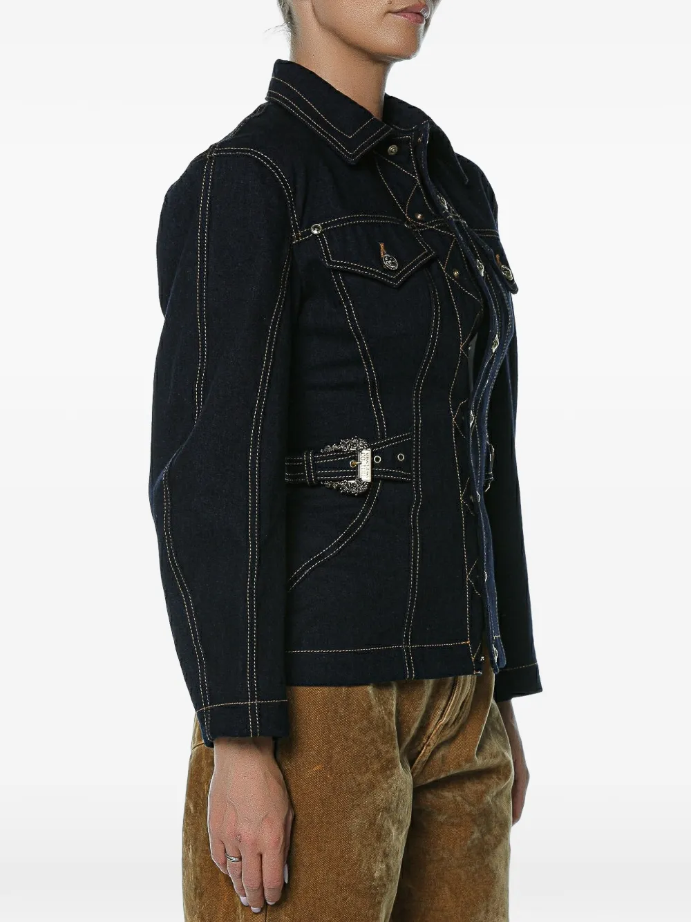 Versace Jeans Couture buckled denim jacket Blauw