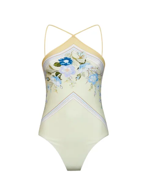 Self-Portrait floral-print halterneck swimsuit