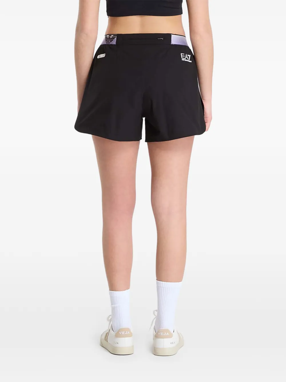 Ea7 Emporio Armani Shorts met logoband Zwart